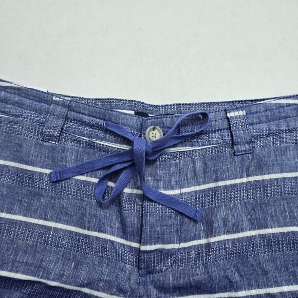 GAP Blue & White Striped LINEN Cotton blend Shorts Size 14 drawstring summer NWT - Picture 3 of 12
